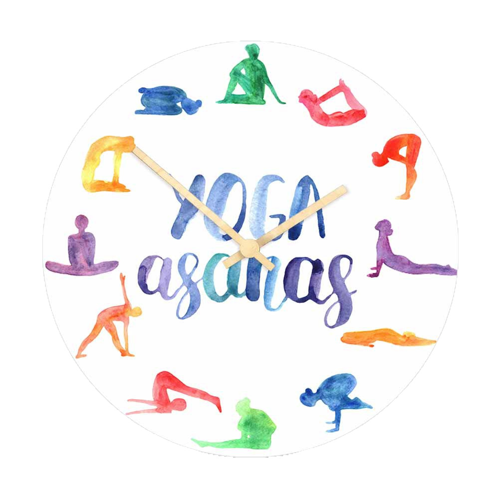 Yoga Fitness Watch - Sulu Boya Yoga Asanaları Duvar Saati