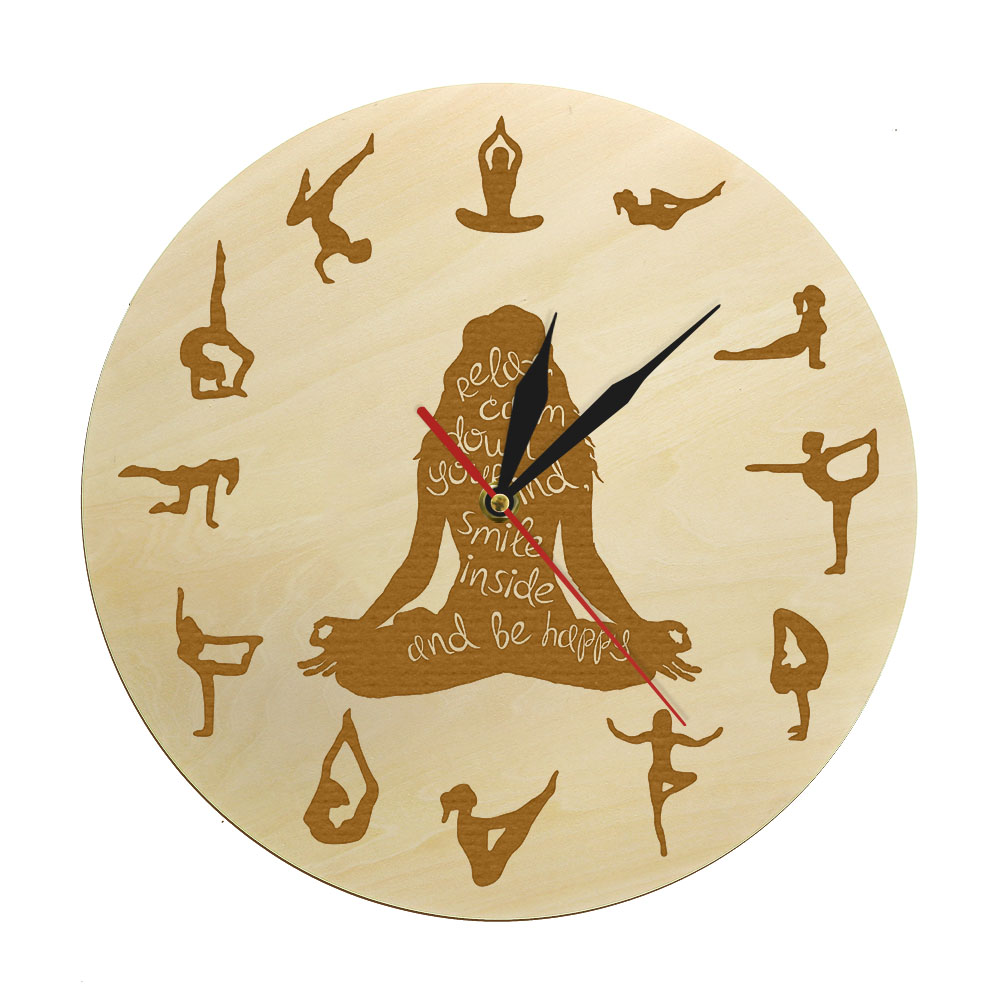 Yoga Fitness Watch - Yoga poz ahşap duvar saati Fitness